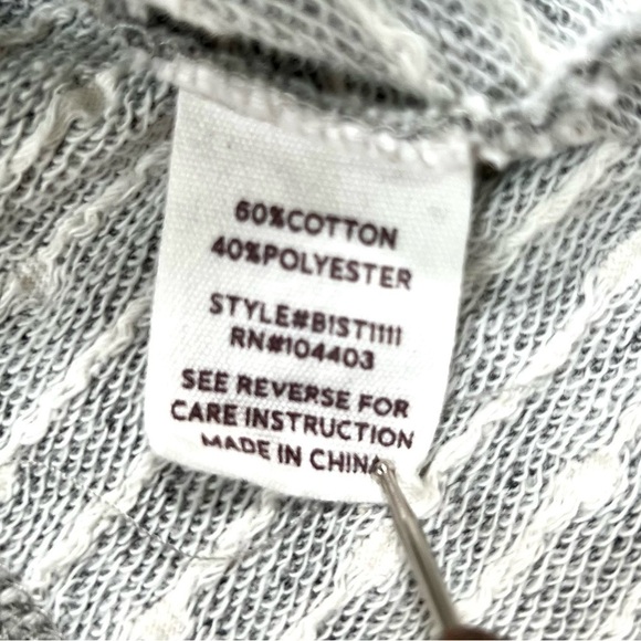 BLU PEPPER Women’s Polka Dot Gray White Crop Top 3/4 Sleeve Comfy Casual Small - Picture 10 of 12